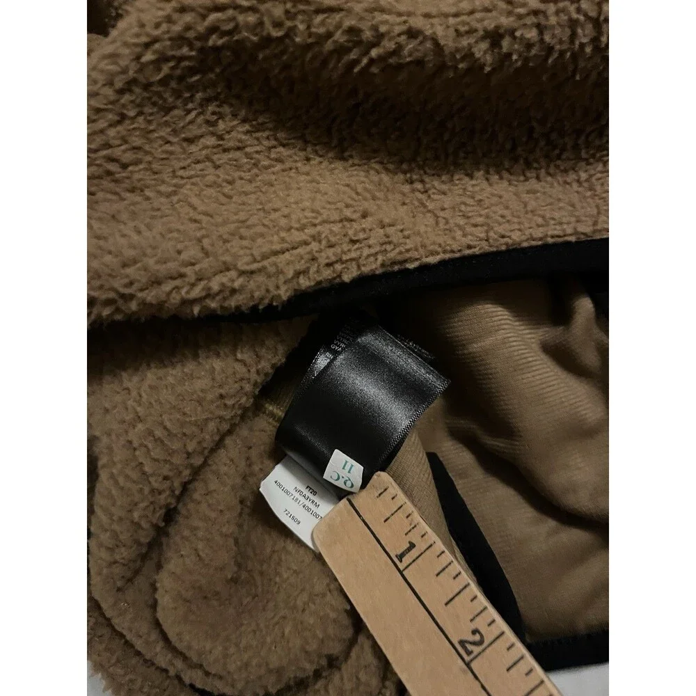 North Face Sherpa Fleece Jacket Full Zip Coat XL Pocket Tan Brown Hiking Outdoor